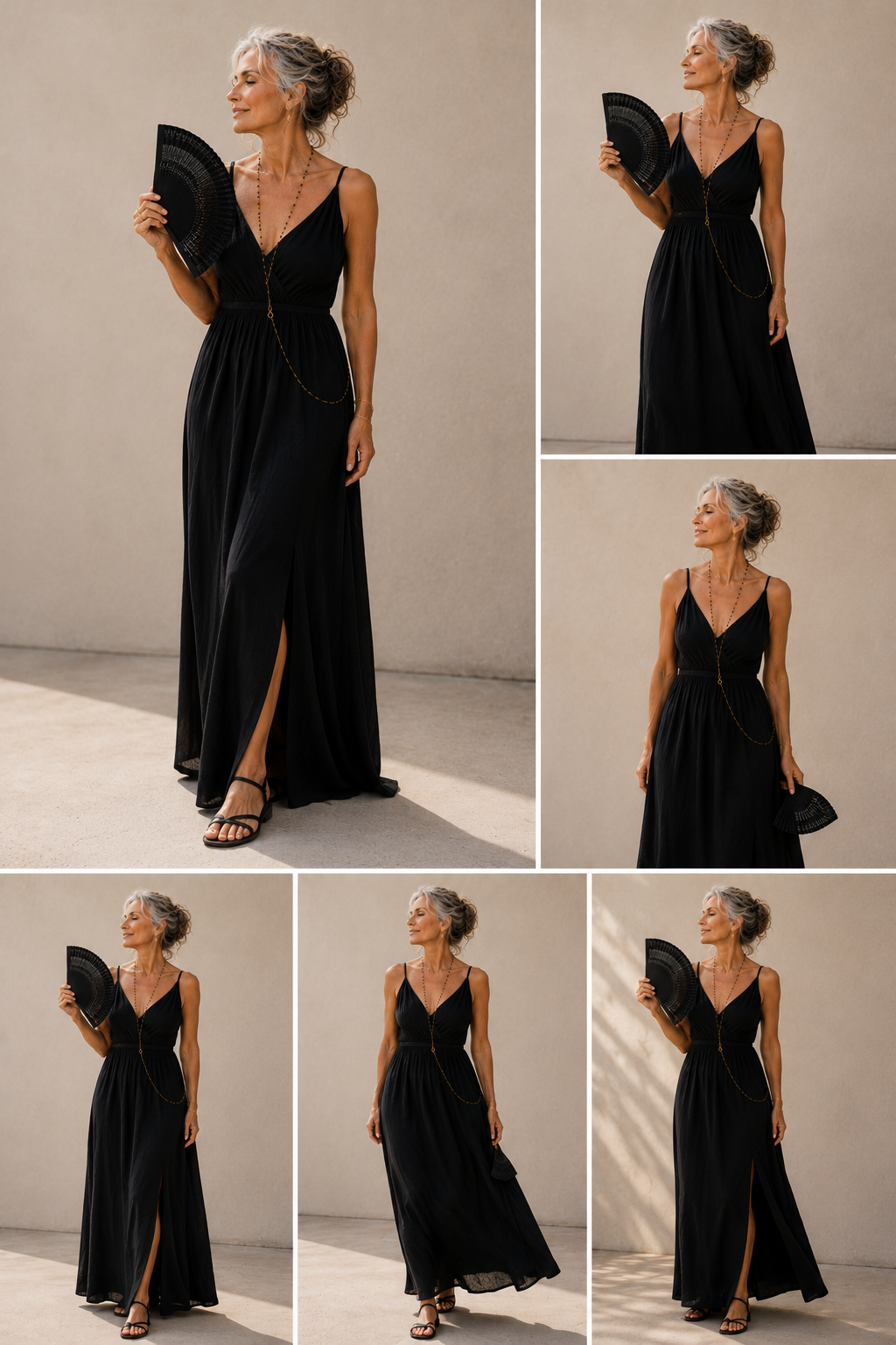 Abanico de Mano de Bambú y Tela – Elegancia Natural y Estilo Minimalista ideal para eventos con piedras negras