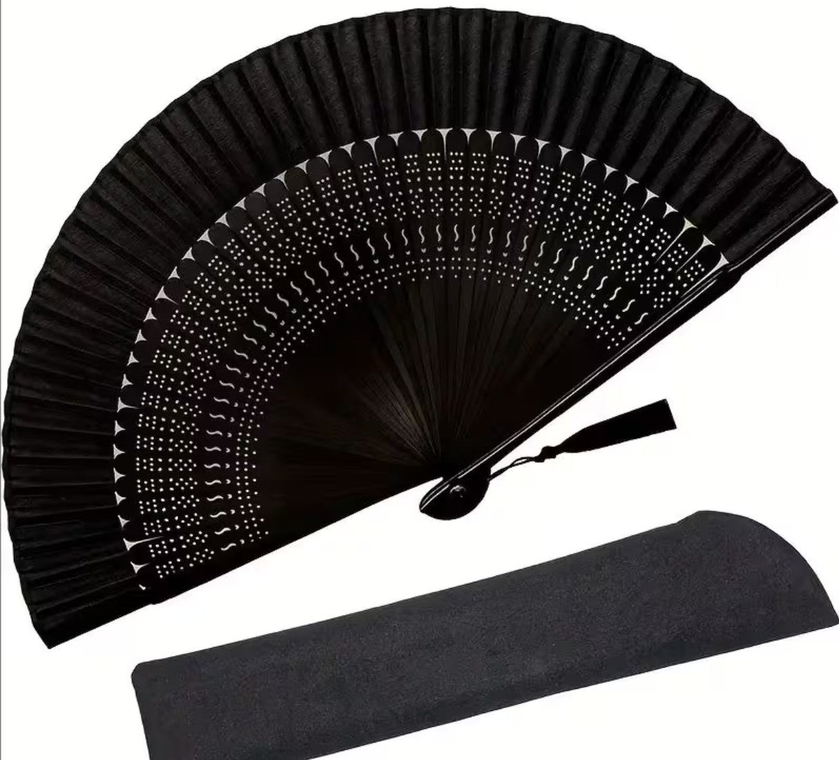 Abanico de Mano de Bambú y Tela – Elegancia Natural y Estilo Minimalista regalo con funda